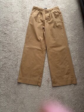 Womens Wide-Leg Chino Pants in Tan